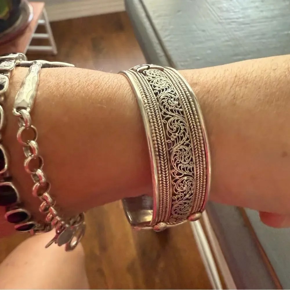 Mantra  Sterling Silver Cuff Bracelet